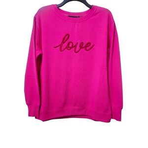 Jane + Delancey Pink Love Sweatshirt Pullover Top Valentine's Day Size S NWT
